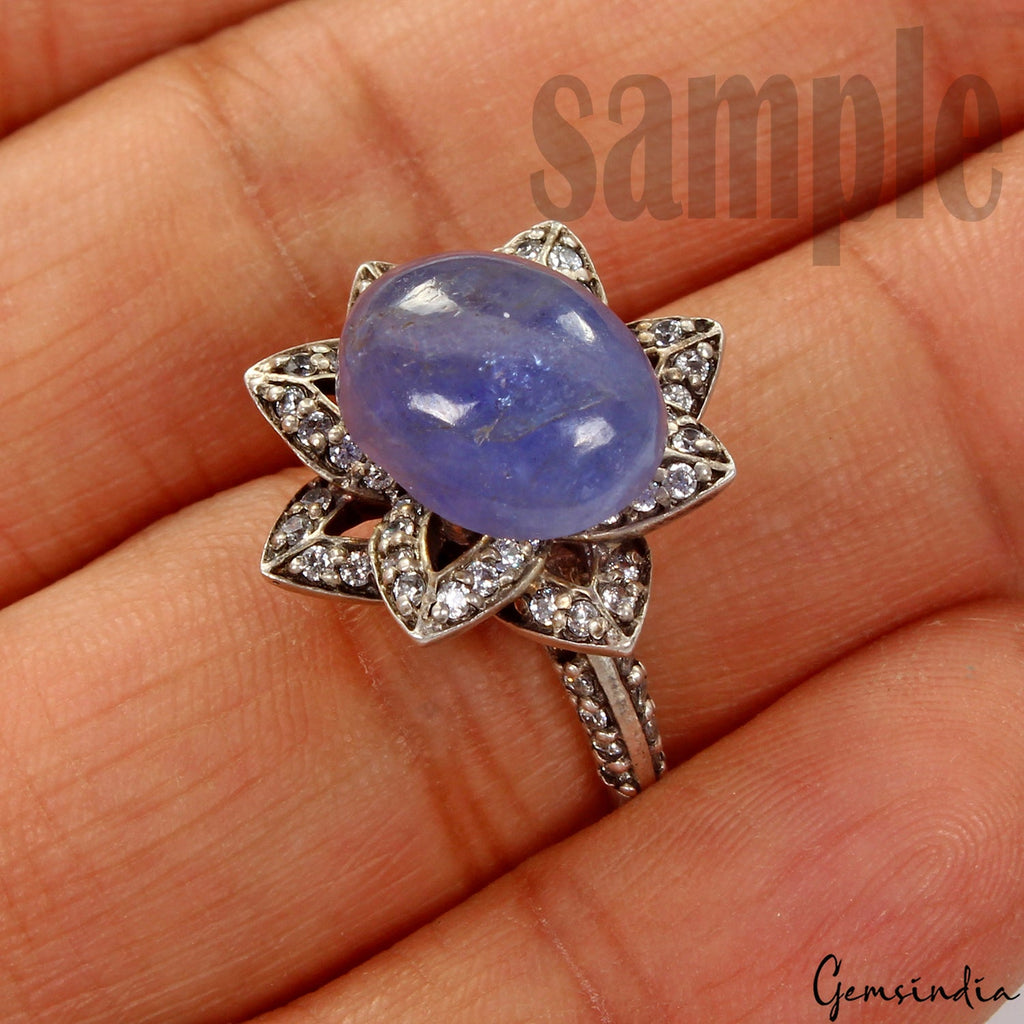 Free Certified 7.30 Cts Natural Untreated Blue Tanzanite Oval Cab Precious Gem