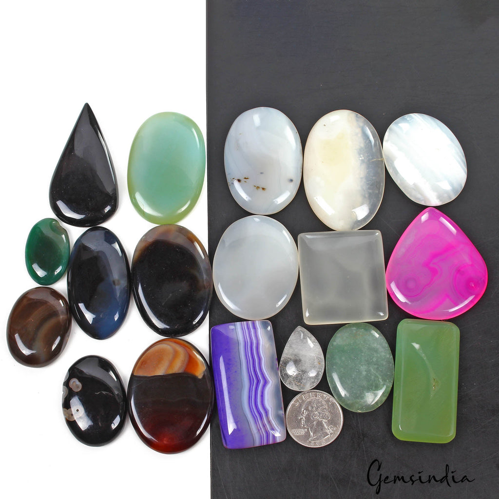 1600 Ct/18 Pcs Natural Untreated Multi Color Onyx Agate Loose Wholesale Gems Lot