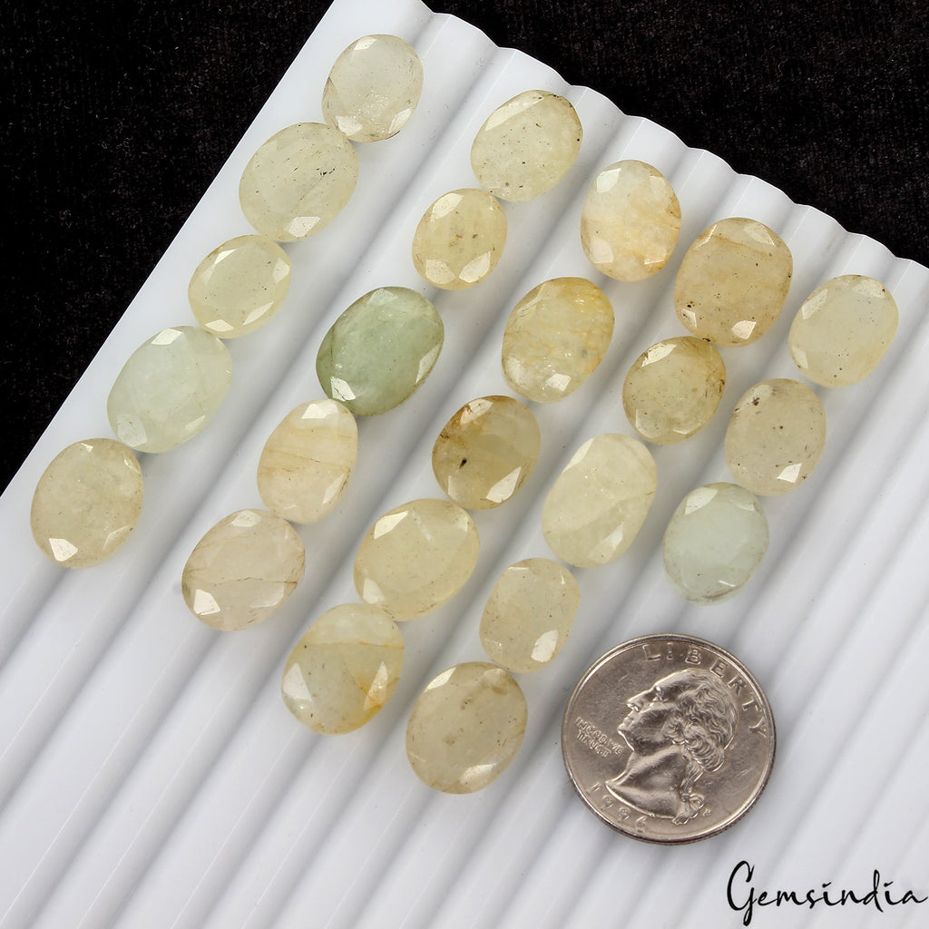 23 Pc Natural Yellow Beryl Aquamarine Oval Cut Loose Untreated Gemstones~ 200 Ct