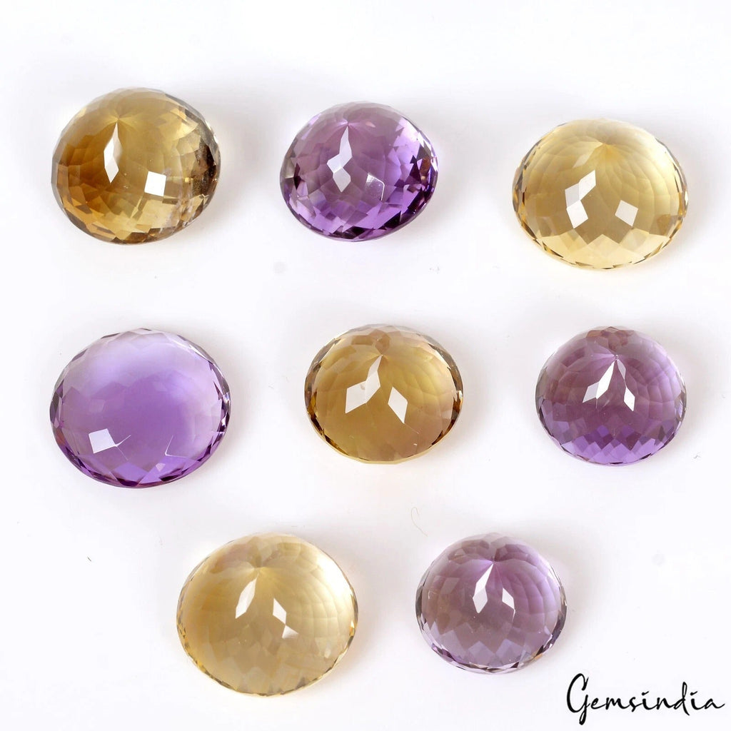 VVS 8 Pc Natural Amethyst CItrine Top Quality Round Sparkling Gemstones 183.10Ct