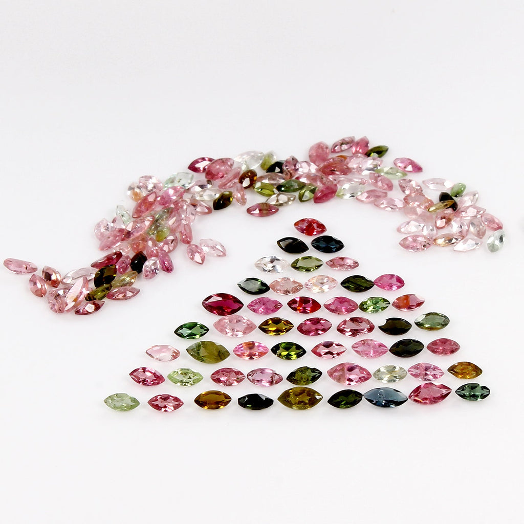 150 Pcs Natural Tourmaline 4mmx2mm Marquise Cut Multi Color Loose Gemstones Lot