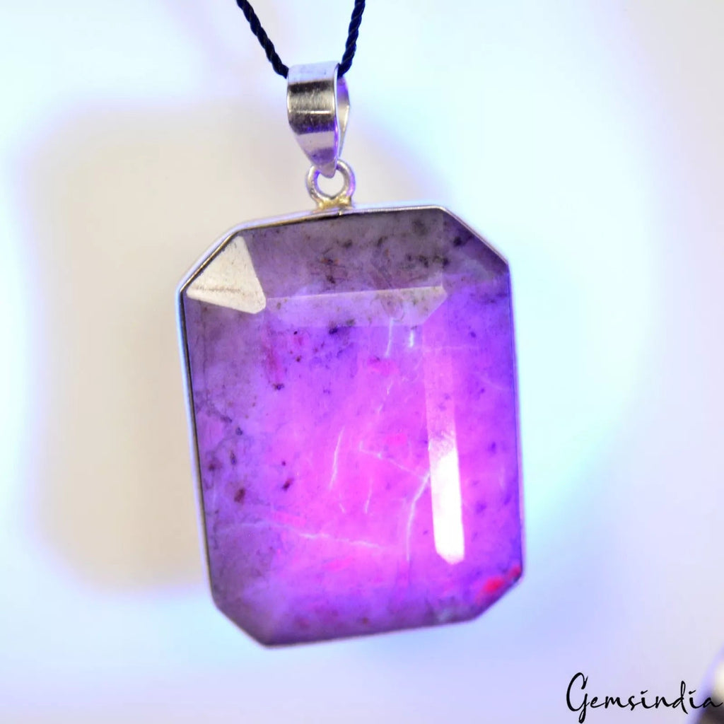 24.90 Gram Natural Ruby in Crystal Matrix 925 Sterling Silver Jewelry Pendant