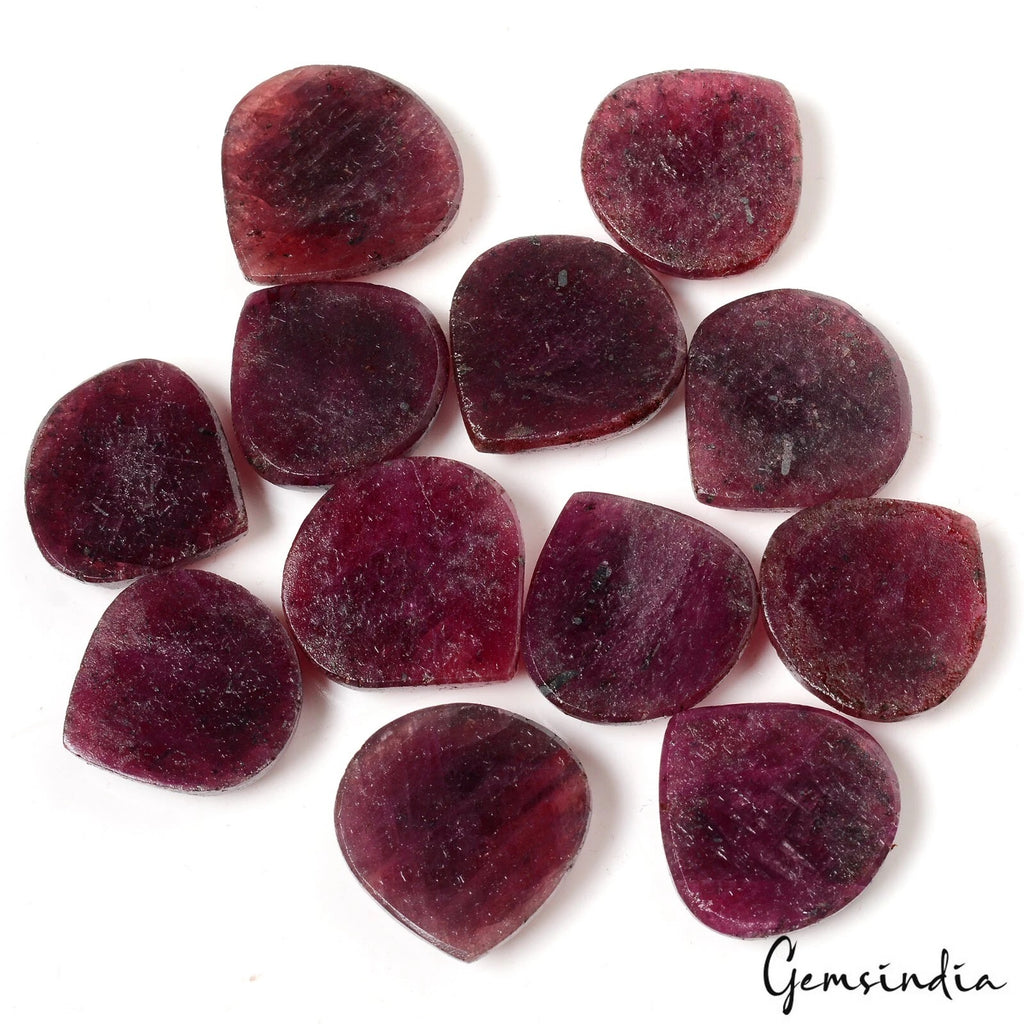 Ruby Lot, Loose Gemstone, Color Enhanced, Red — 12 Pieces, 23mm to 26mm, 450 Ct