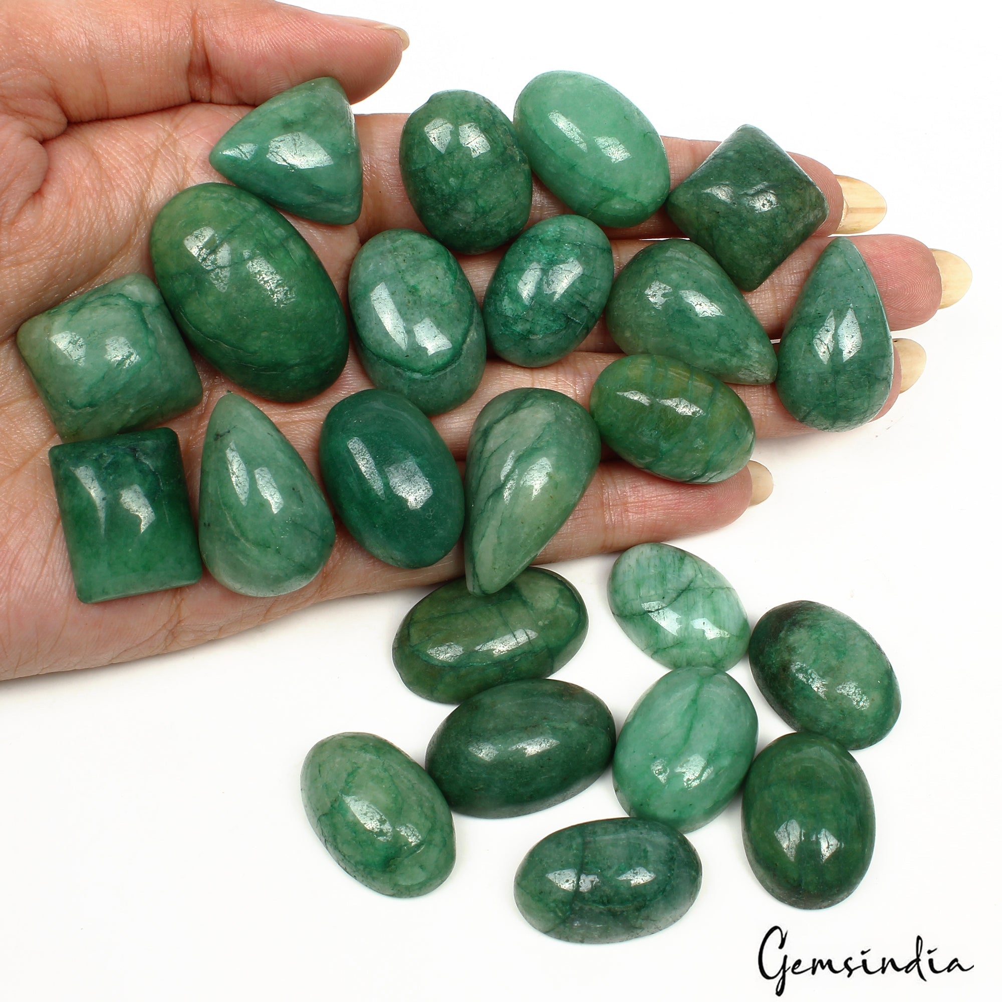 760 Ct/23 Pcs Natural Green Brazilian Emerald Mix Cab Loose Gems Wholesale Lot