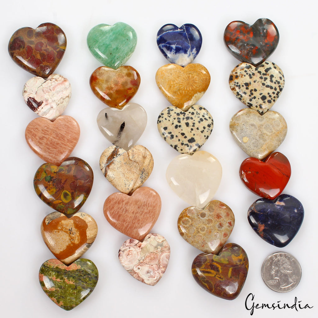 Mini Healing Crystal Heart Gemstone Heart Crystal Pendant Accessories 23 Pcs Lot