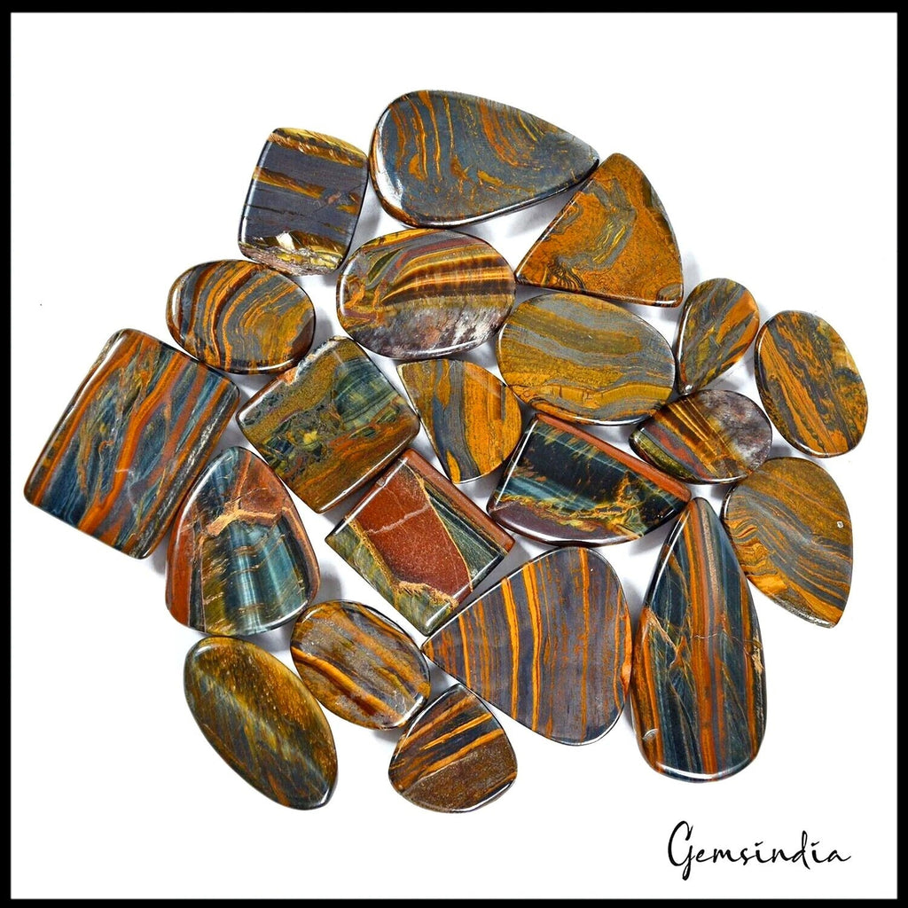21 Pcs Natural Iron Tiger Eye 21-48mm Cabochon Loose Wholesale Gemstones Lot ~