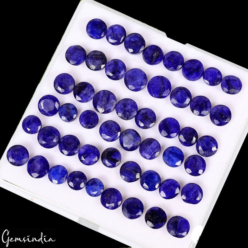 154.40 Ct Natural Blue Beryl Round Faceted Loose Gemstone Lot 50 Pcs For Jewelry