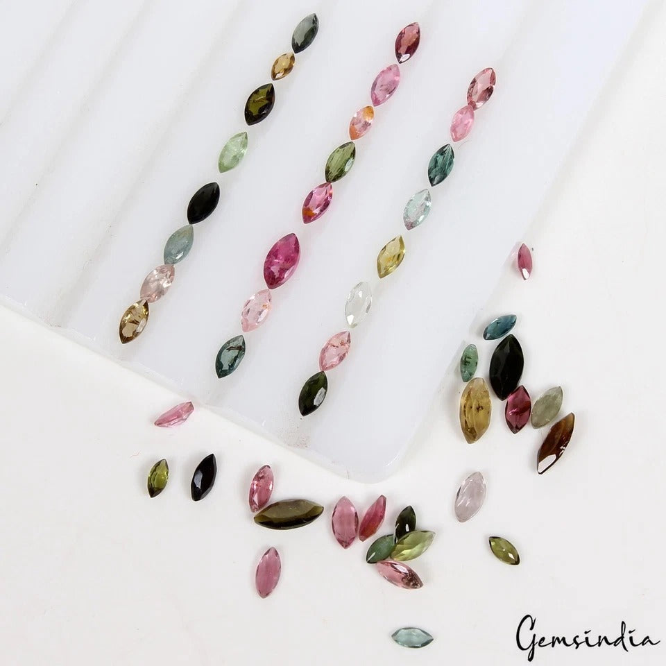 47 Pcs Natural Tourmaline 4mm-6mm Marquise Cut Multi Color Loose Gemstones Lot
