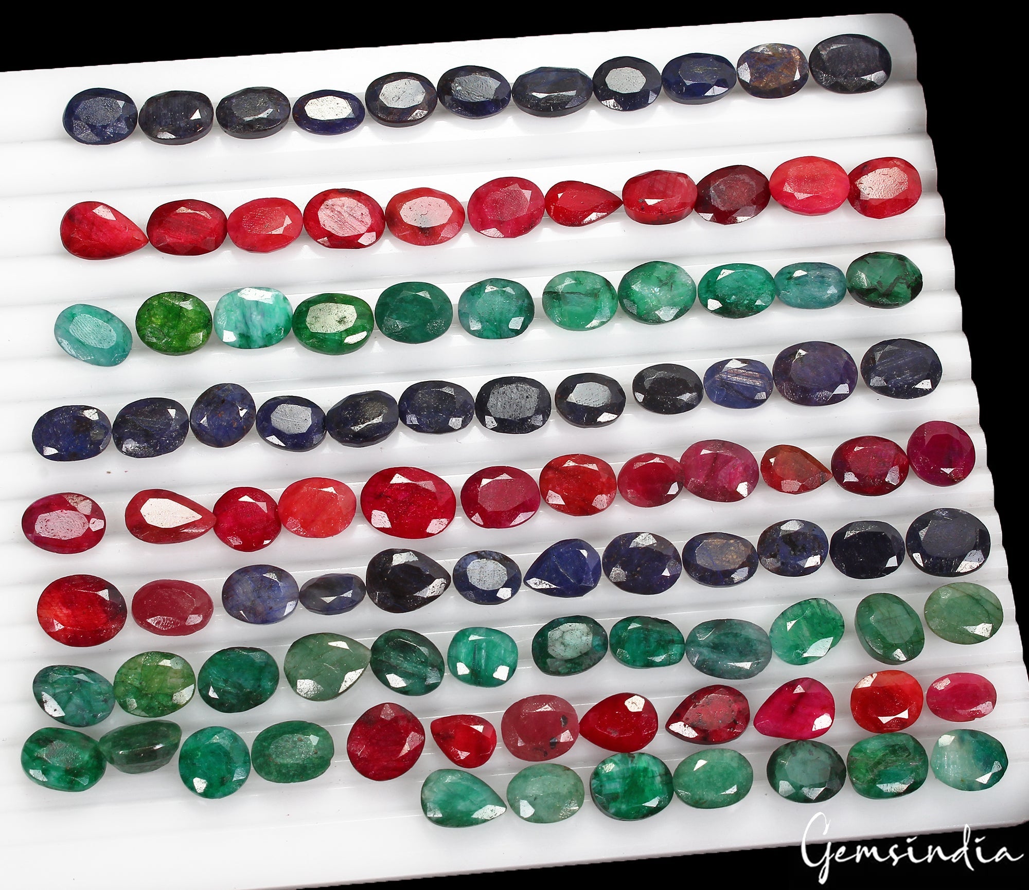 400 Ct/100 Pc Natural Multi Color Emerald Ruby Sapphire Mix Cut Gems For Jewelry