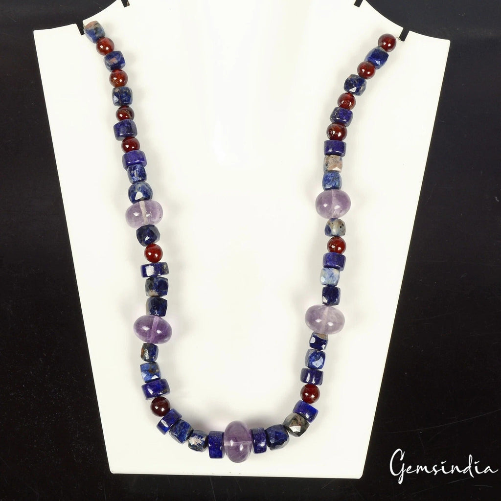 400 Ct/53Pcs Natural Multi-Color/Multi Gems Assorted Cut Drill Bead Strand 16.5"