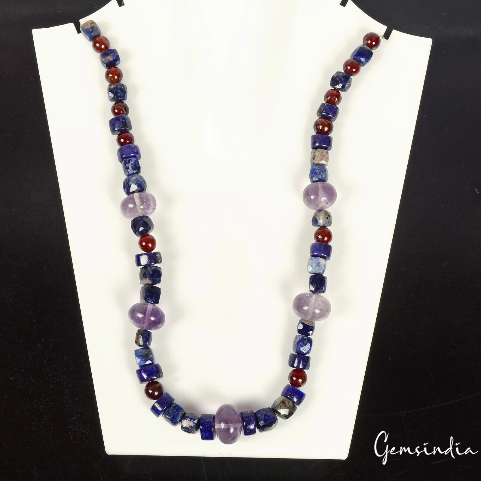 400 Ct/53Pcs Natural Multi-Color/Multi Gems Assorted Cut Drill Bead Strand 16.5"