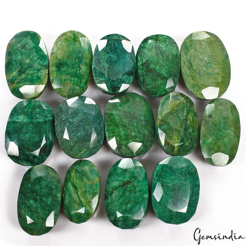 5.3Kg Natural Green Emerald Oval Cut Museum Size Loose Wholesale Gems Lot~14 Pcs