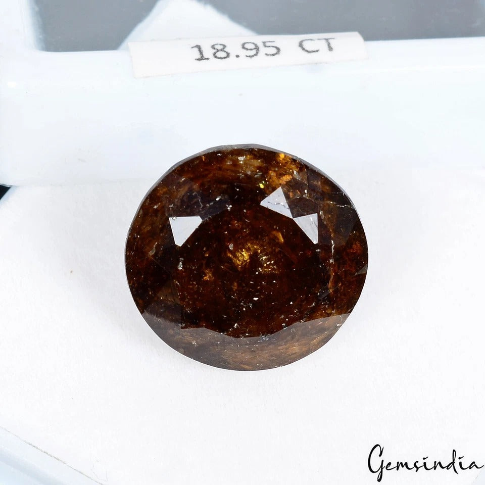 Certified 18.95Ct Natural Untreated Brown Tourmaline Round Precious Gem For Ring