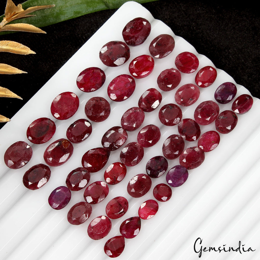 105.40 Ct/46Pcs Natural Red Ruby Mixed Cut Loose Faceted 6-11mm Jewelry Gems Lot