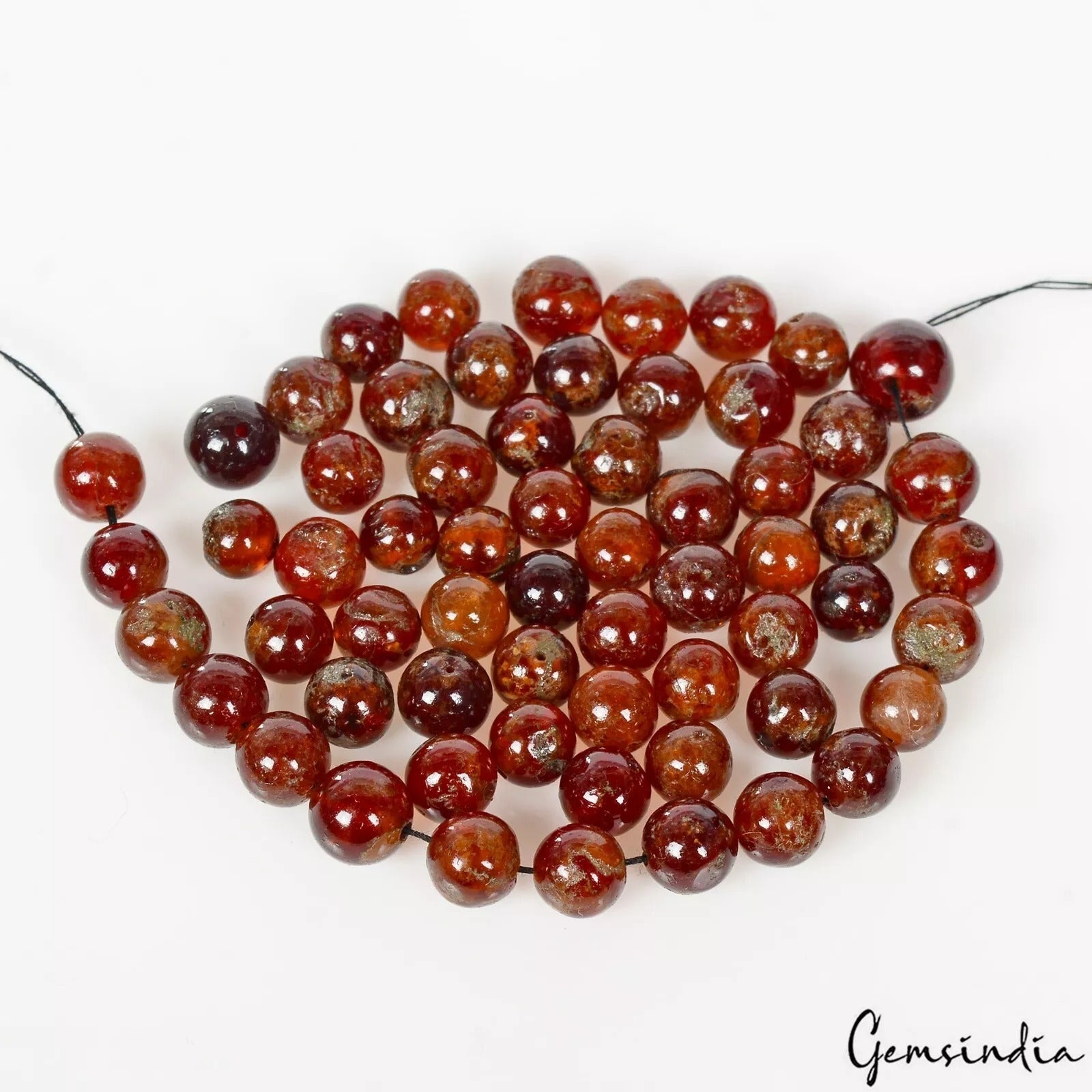 175 Cts/61 Pcs Natural Untreated Brown Garnet Round Cab Loose Drill Beads Gems