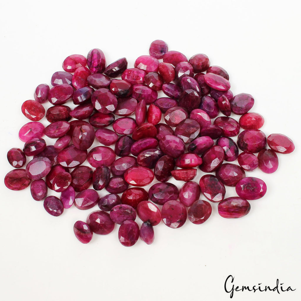 300 Ct/103 Pcs Natural Pink Red Ruby 7-10mm Pear Cut Loose Jewelry Gemstones Lot
