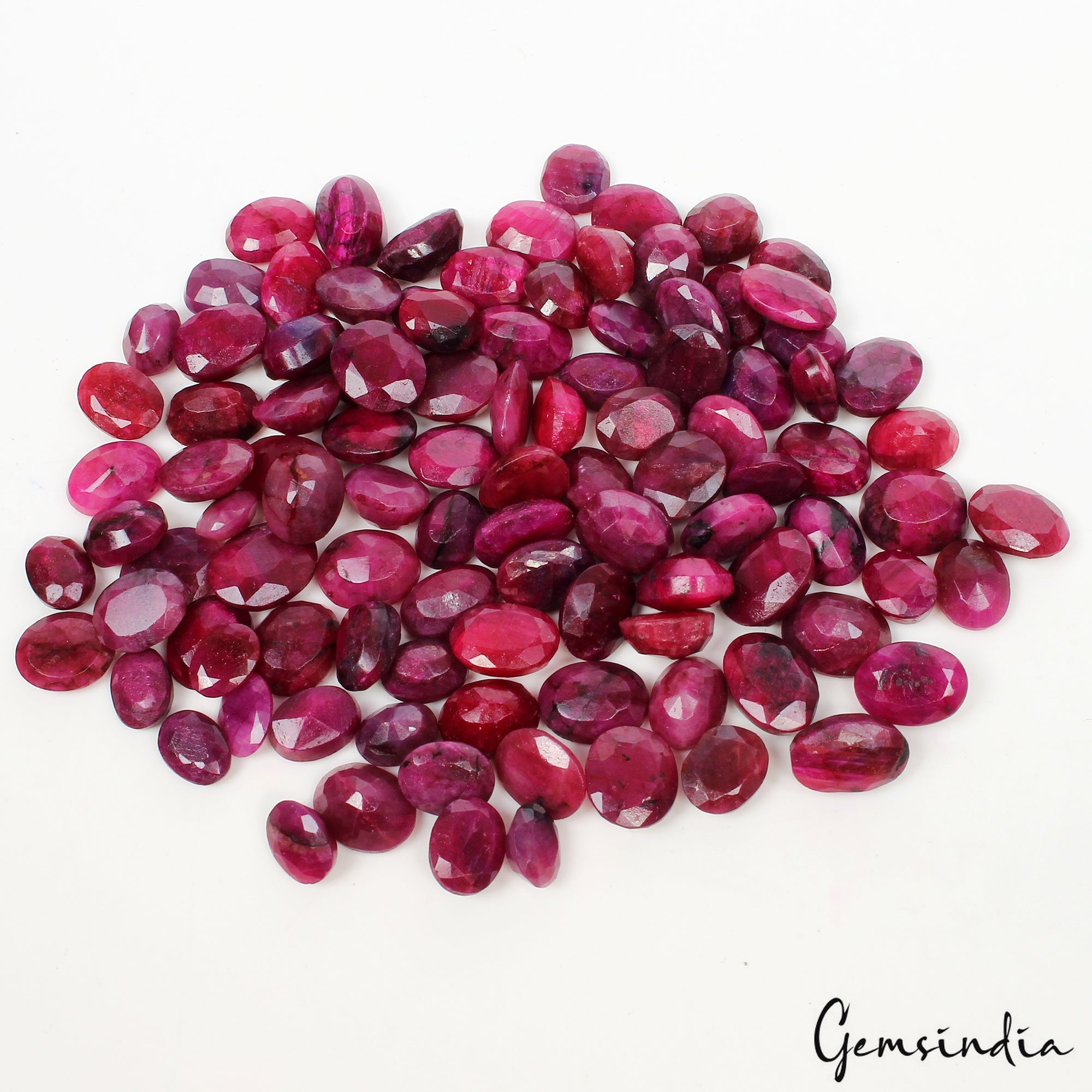 300 Ct/103 Pcs Natural Pink Red Ruby 7-10mm Pear Cut Loose Jewelry Gemstones Lot