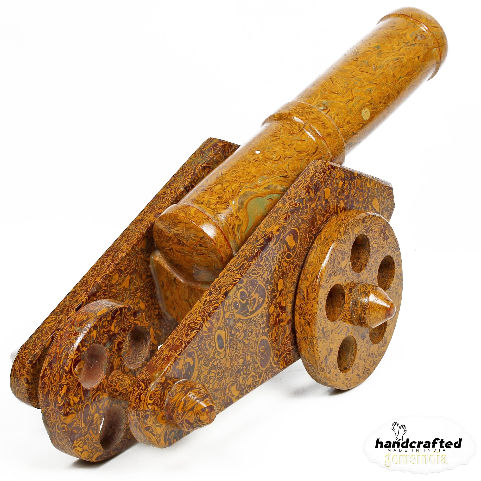 1.64 Kilo Natural Marium Jasper Gemstone Antique Cannon Barrel Hand Carved Model