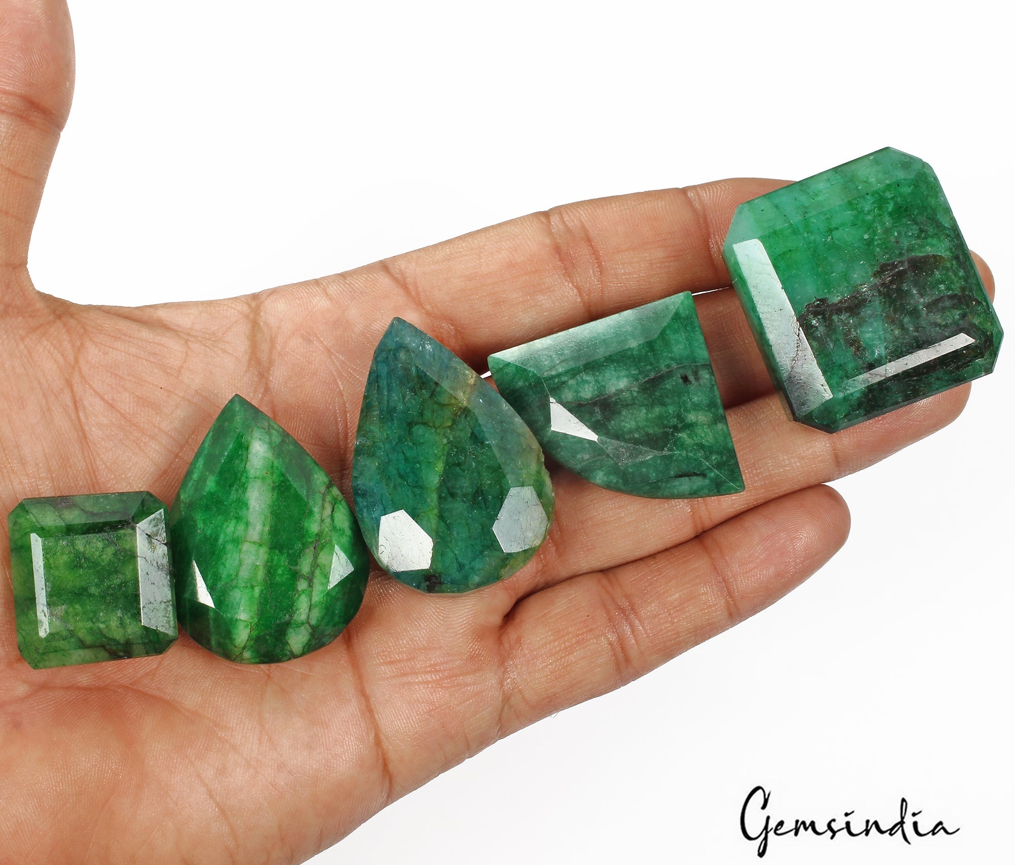 670 Ct/5 Pcs Natural Brazilian Dark Green Emerald Mixed Cut Loose Huge Gems Lot
