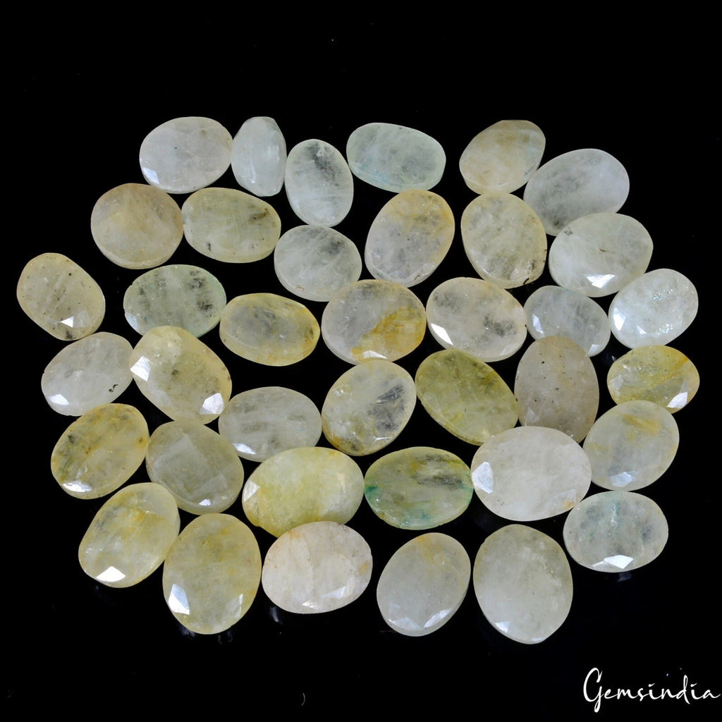 440 Cts/38 Pcs Natural Untreated Yellow Beryl Heliodor Oval Loose Gems Lot