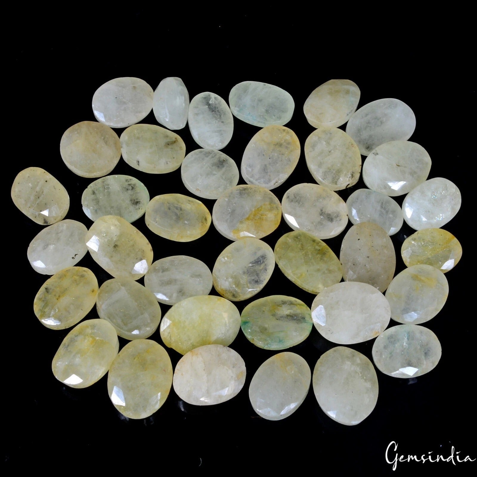440 Cts/38 Pcs Natural Untreated Yellow Beryl Heliodor Oval Loose Gems Lot