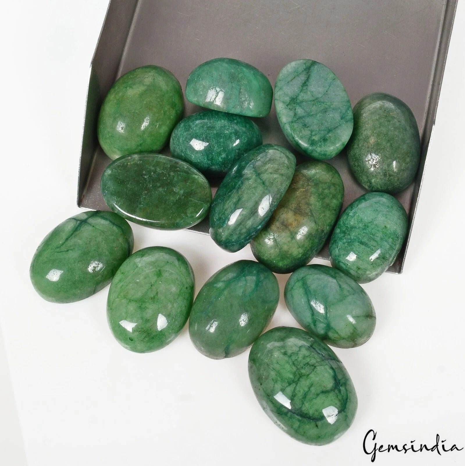 770 Cts/14 Pcs Natural Brazilian Green Emerald Oval Cab Loose Wholesale Gems Lot