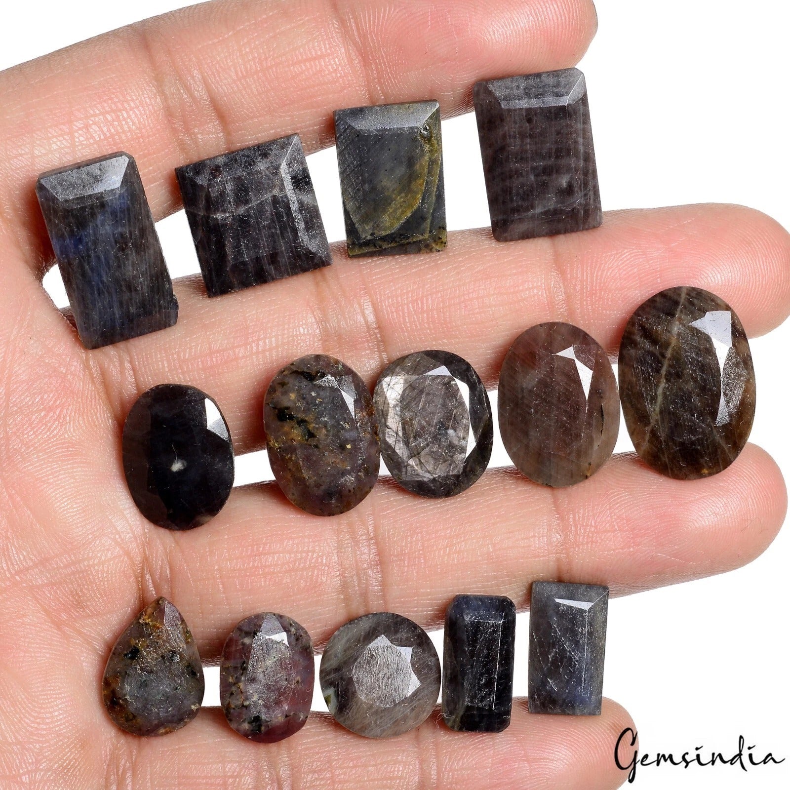 219 Cts/14 Pcs Natural Untreated Blue Brown Sapphire Mix Faceted Loose Gems Lot