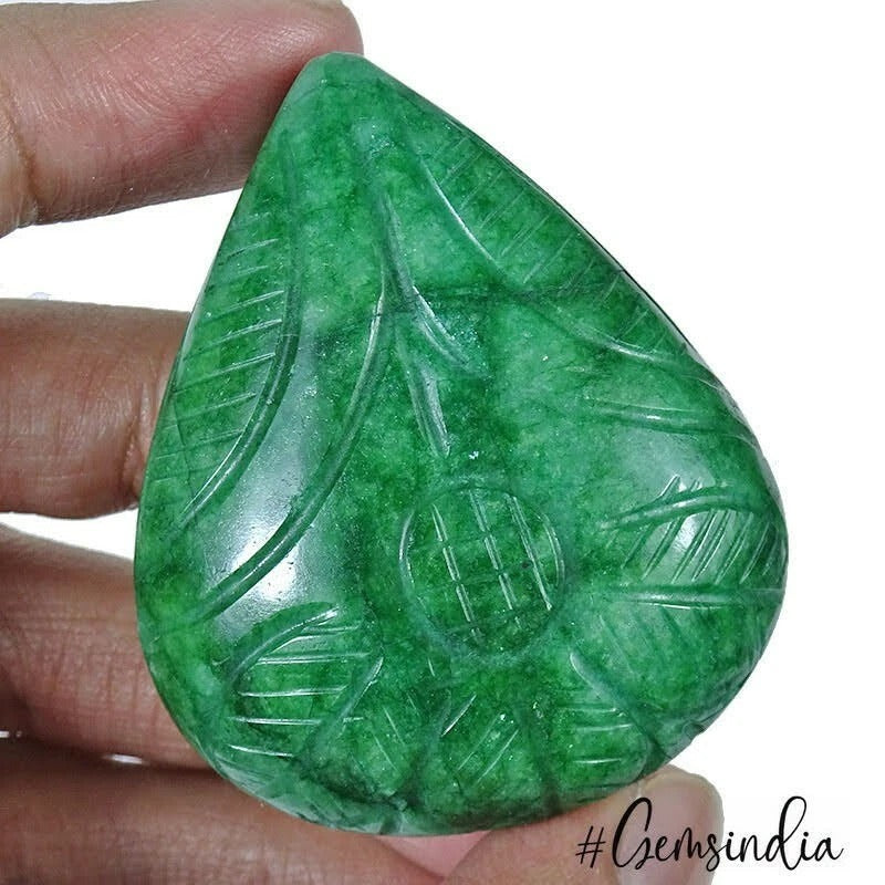 Certified 310 Cts Natural Brazilian Green Emerald Pear Cut Hand Carved Loose Gem