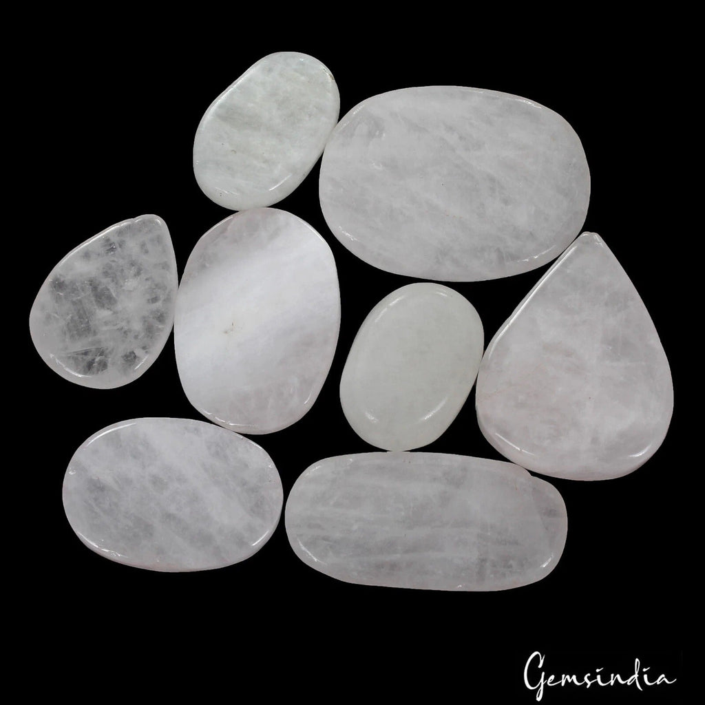 390 Ct/8Pcs Natural Untreated Pink Rose Quartz Mix Cab Loose Gems Wholesale Lot