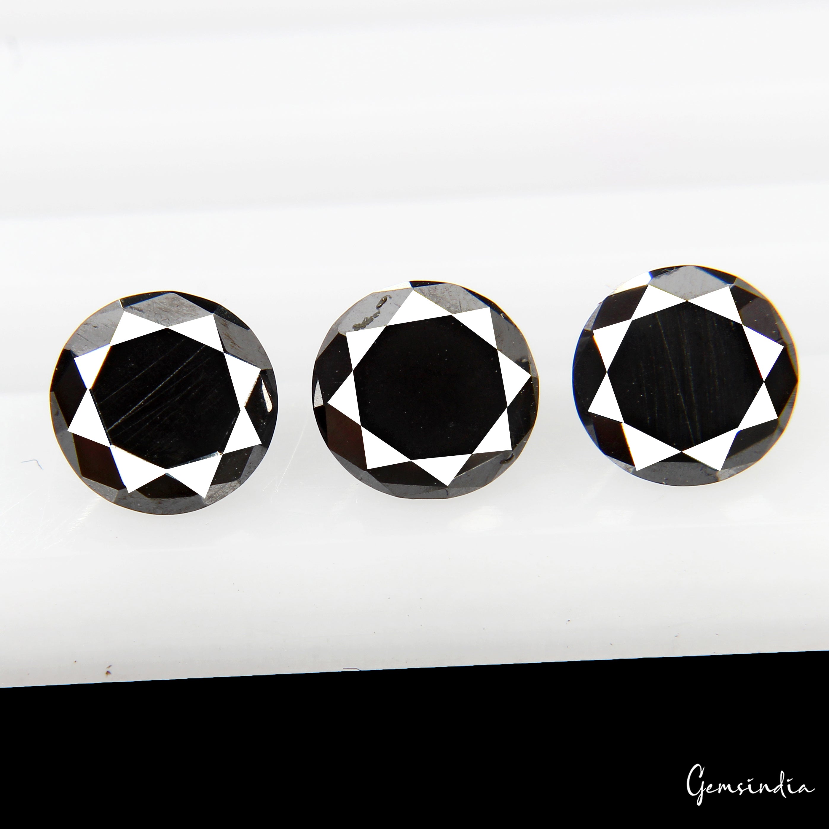 3 Pcs Black Moissanite Diamond 6mm Round Cut Top Quality Solitaire Gemstones