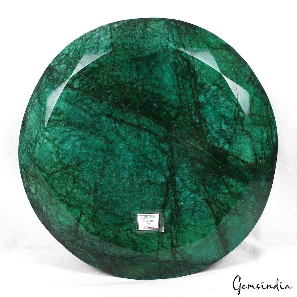 15 kilo Natural Green Emerald Huge Round Brilliant Cut 11.5 in Polished Gemstone