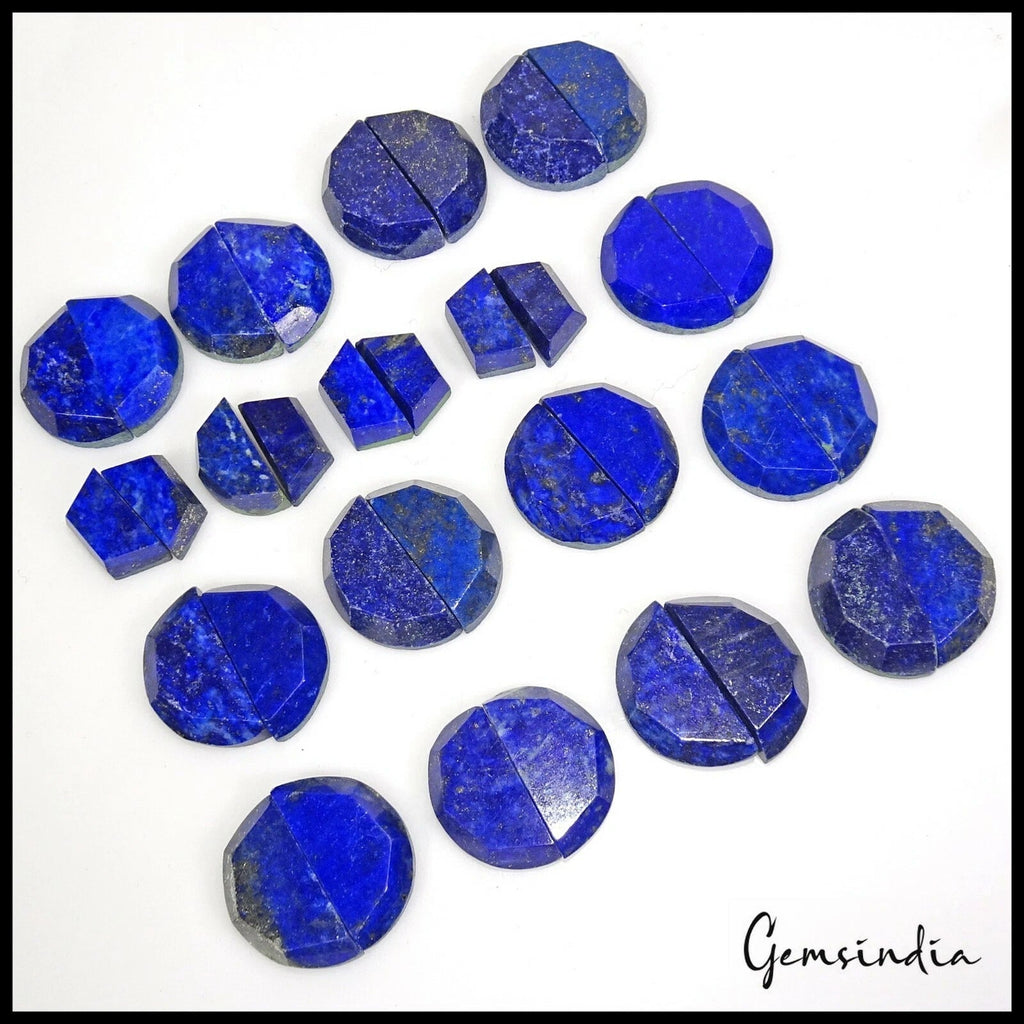 224.80 Cts/34 Pcs Natural Blue Lapis Lazuli 'D' Half Moon Checker Cut Loose Gems