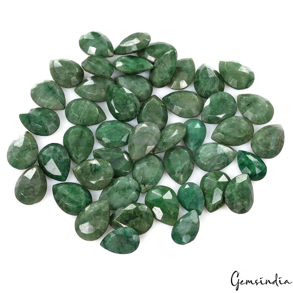 175.90 Ct/46 Pcs Natural Green Brazilian Emerald Pear Faceted Cut Loose Gems Lot