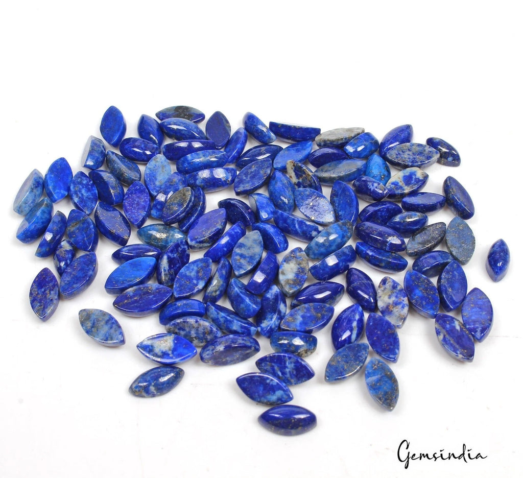 139.80 Cts/100 Pcs Natural Blue Lapis Lazuli Marquise Cab Loose Gems For Jewelry
