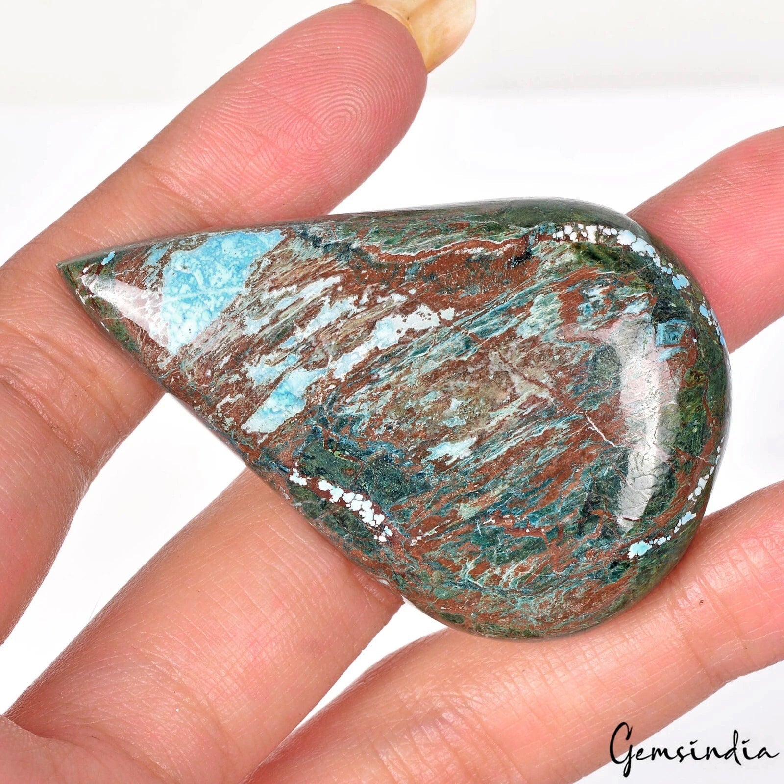 121.20 Ct Natural Blue Spiderweb Turquoise Pear Cabochon Arizona Loose Gemstone