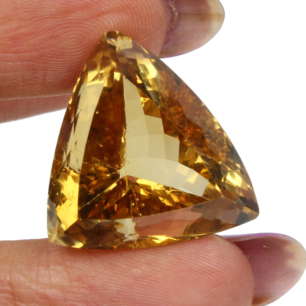 38.80 Cts Natural Golden Yellow Citrine Trillion Cut Loose AAA Quality Gemstone
