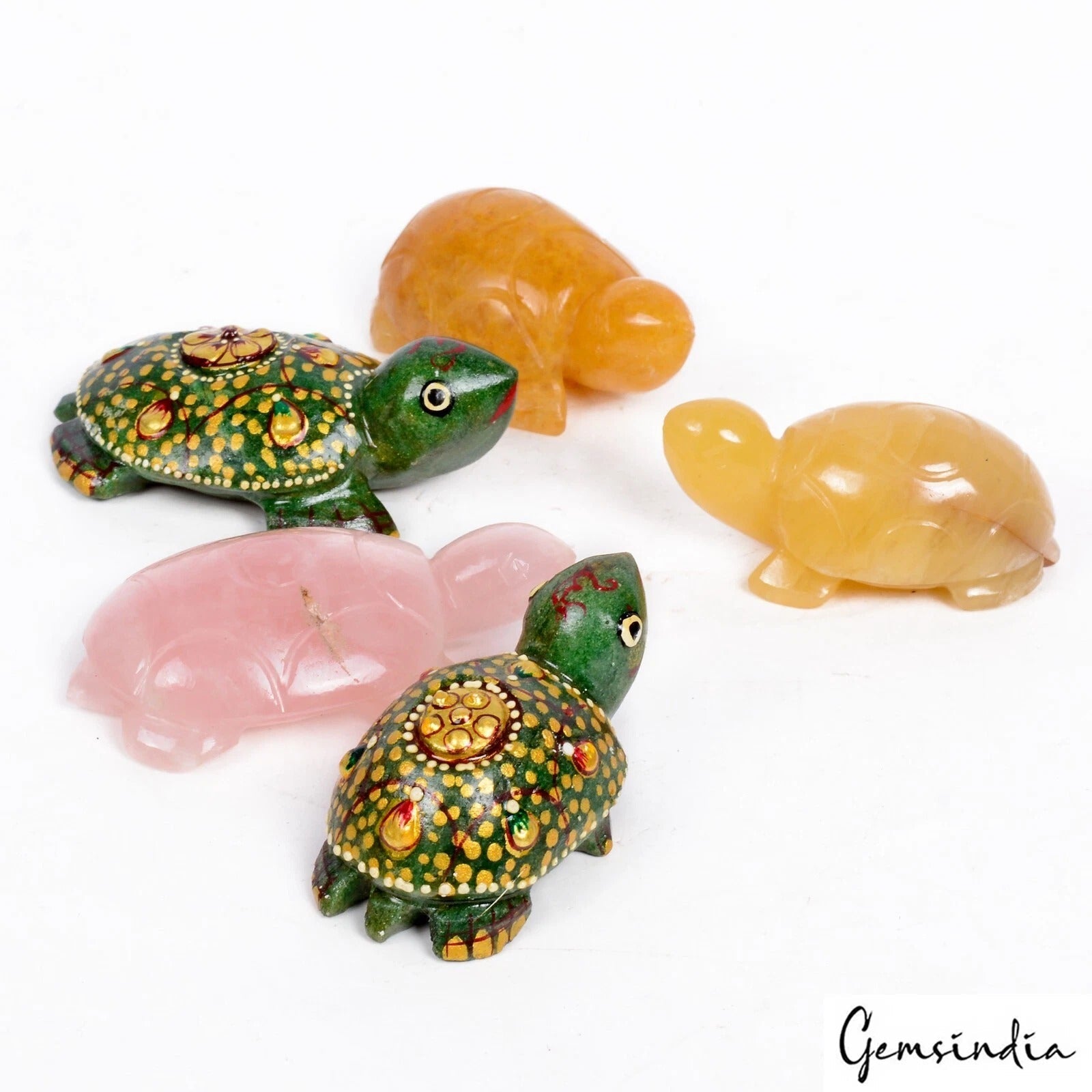 1170 Ct Natural Multi Gemstones Tortoise/Turtle Hand Crafted Animal Figurine~5 P