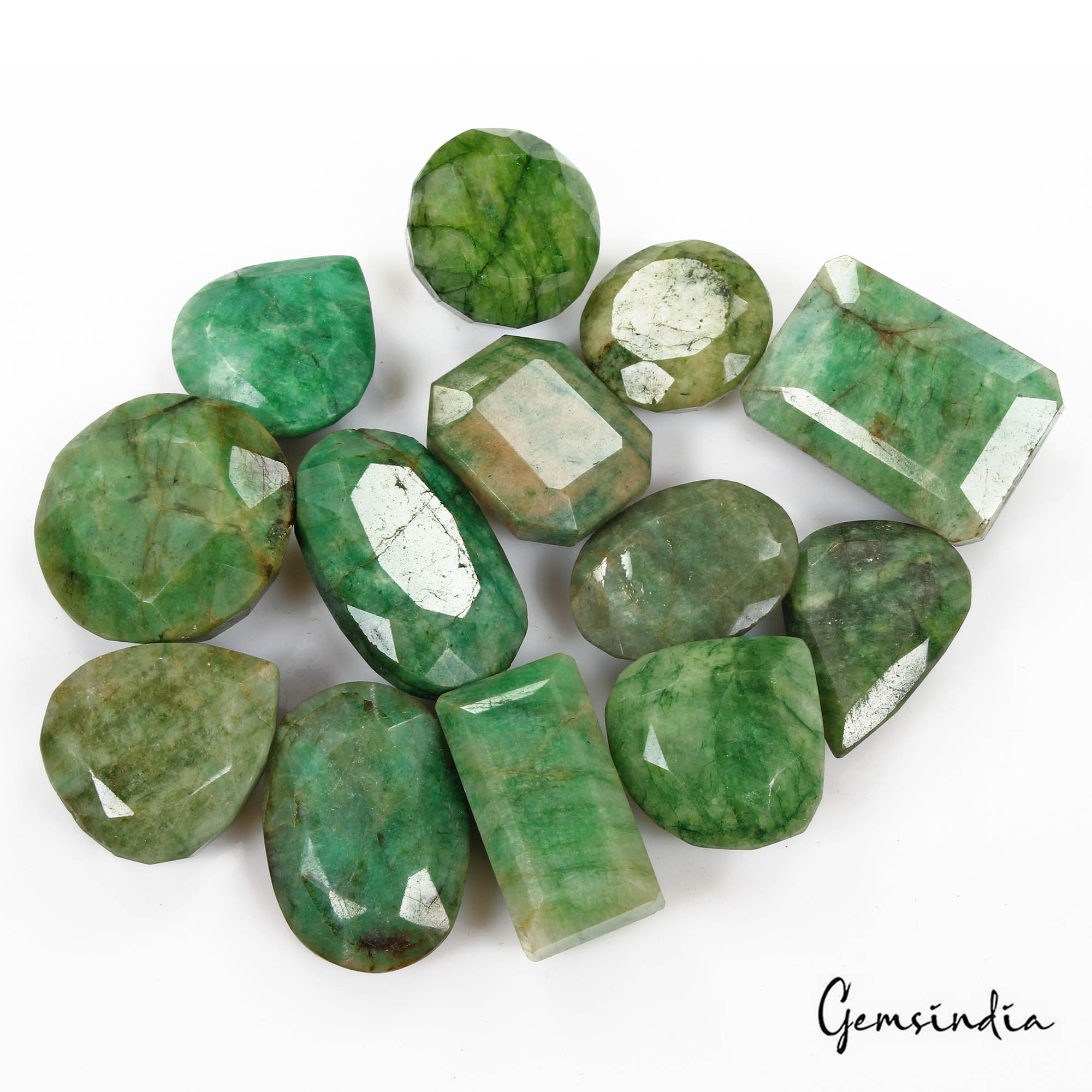 1000 Cts/13 Pcs Natural Brazilian Green Emerald Mix Cut Loose Wholesale Gems Lot