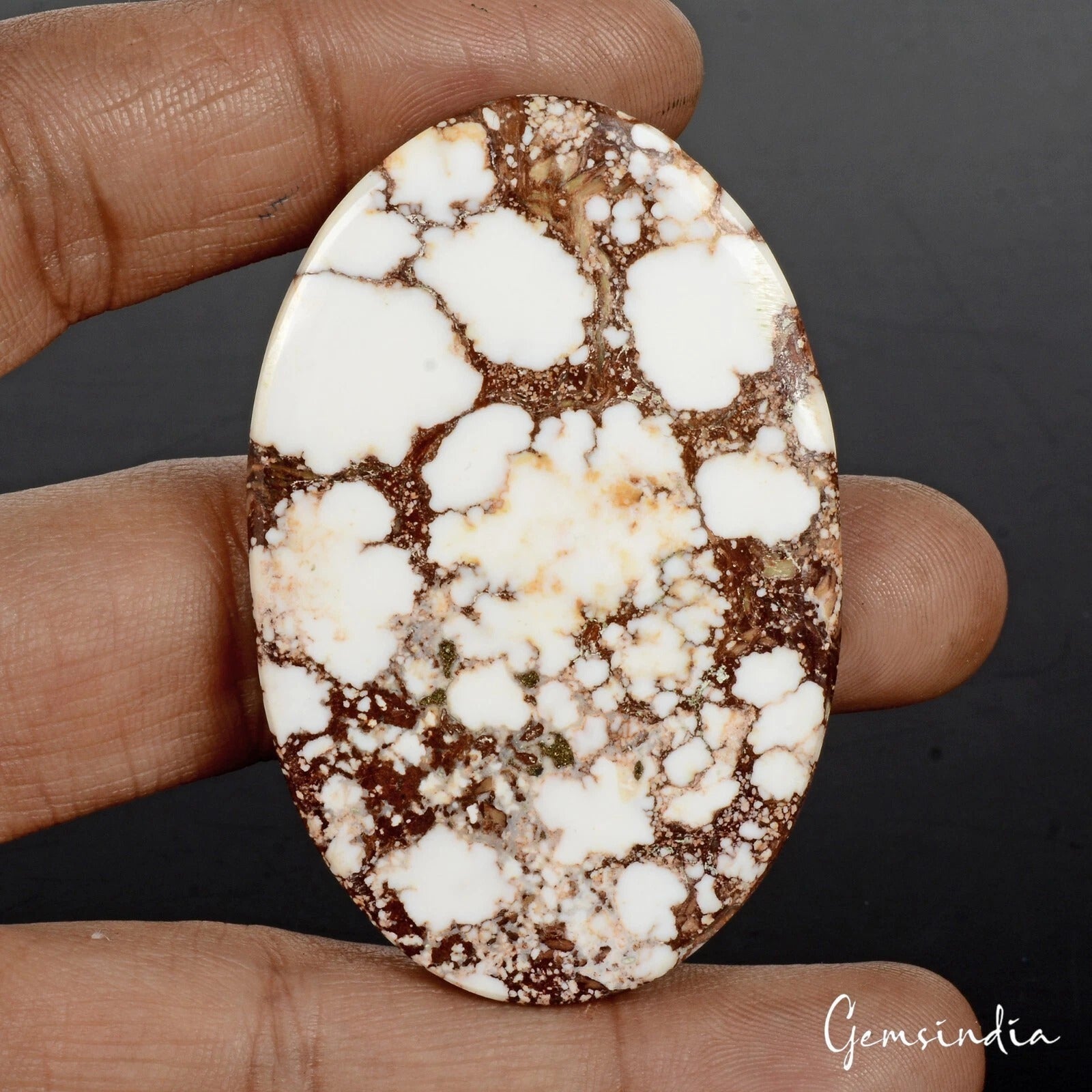150 Cta Natural Untreated Buffalo White Brown Turquoise Spiderweb Oval Cab Gem