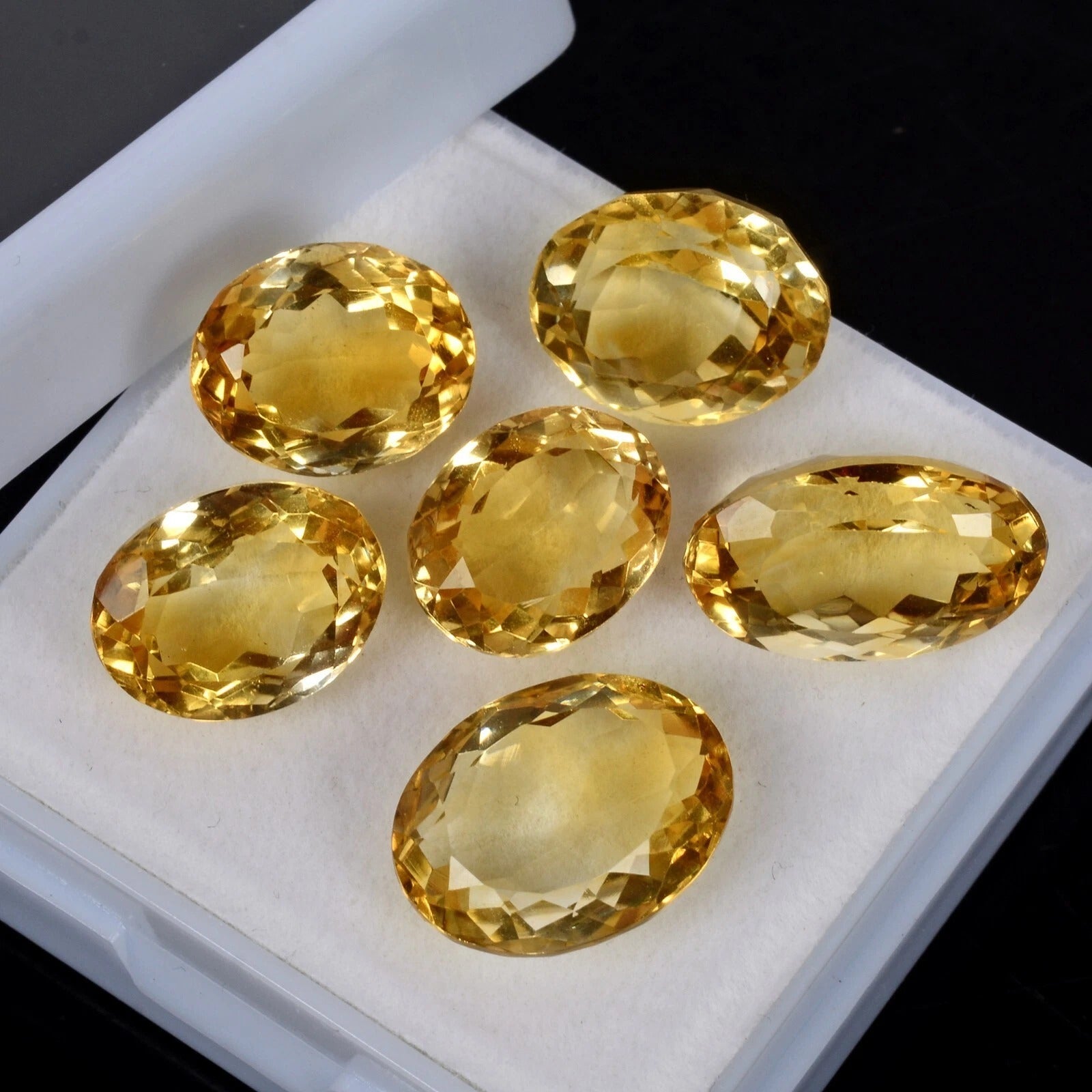 Certified 35.50 Cts/6 Pcs Natural Brazilian Yellow Citrine Oval Cut Loose Gems