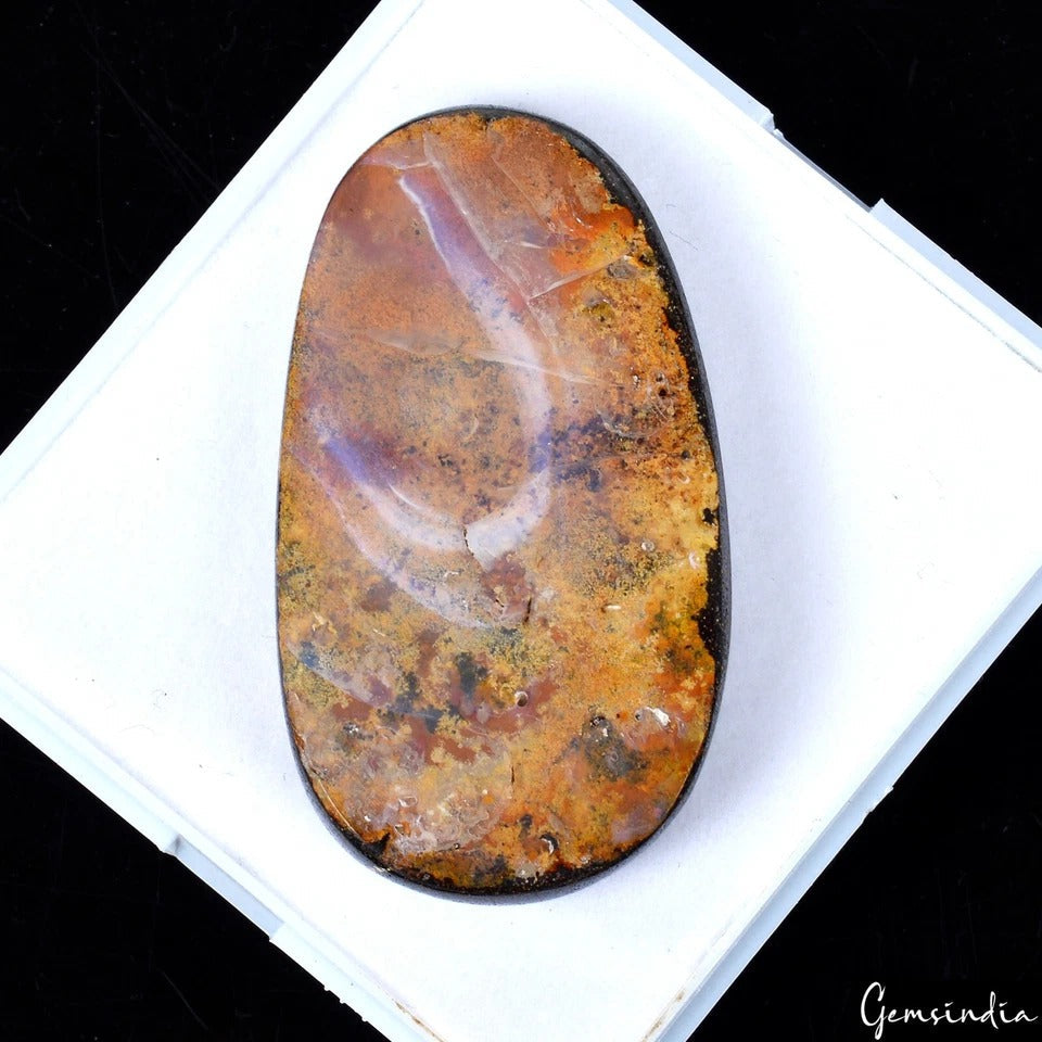 129 Ct Natural Untreated Australian Boulder Opal Fancy Cab Loose Gem For Pendant
