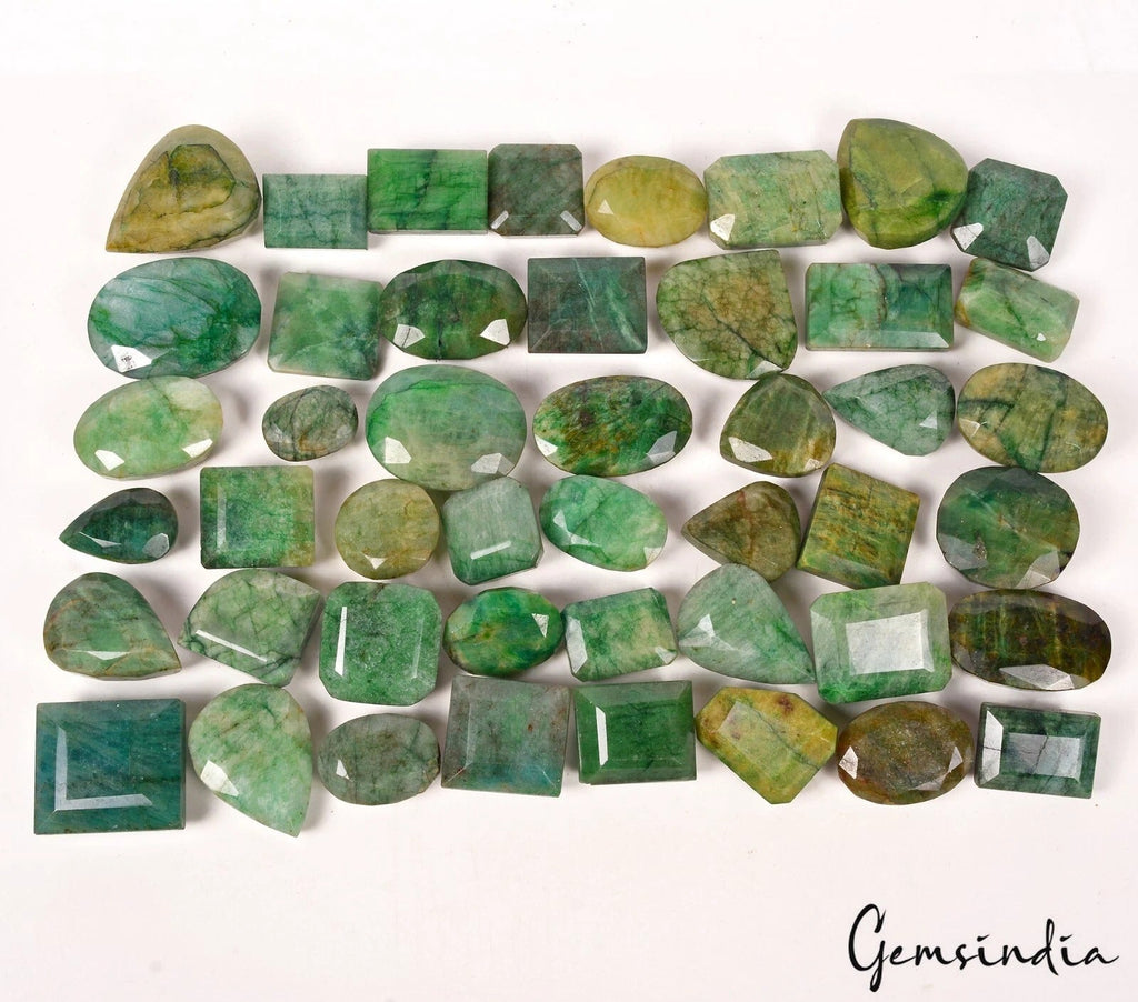 7400 Cts/46 Pc Natural Brazilian Green Emerald Mix Cut Loose Wholesale Gems Lot