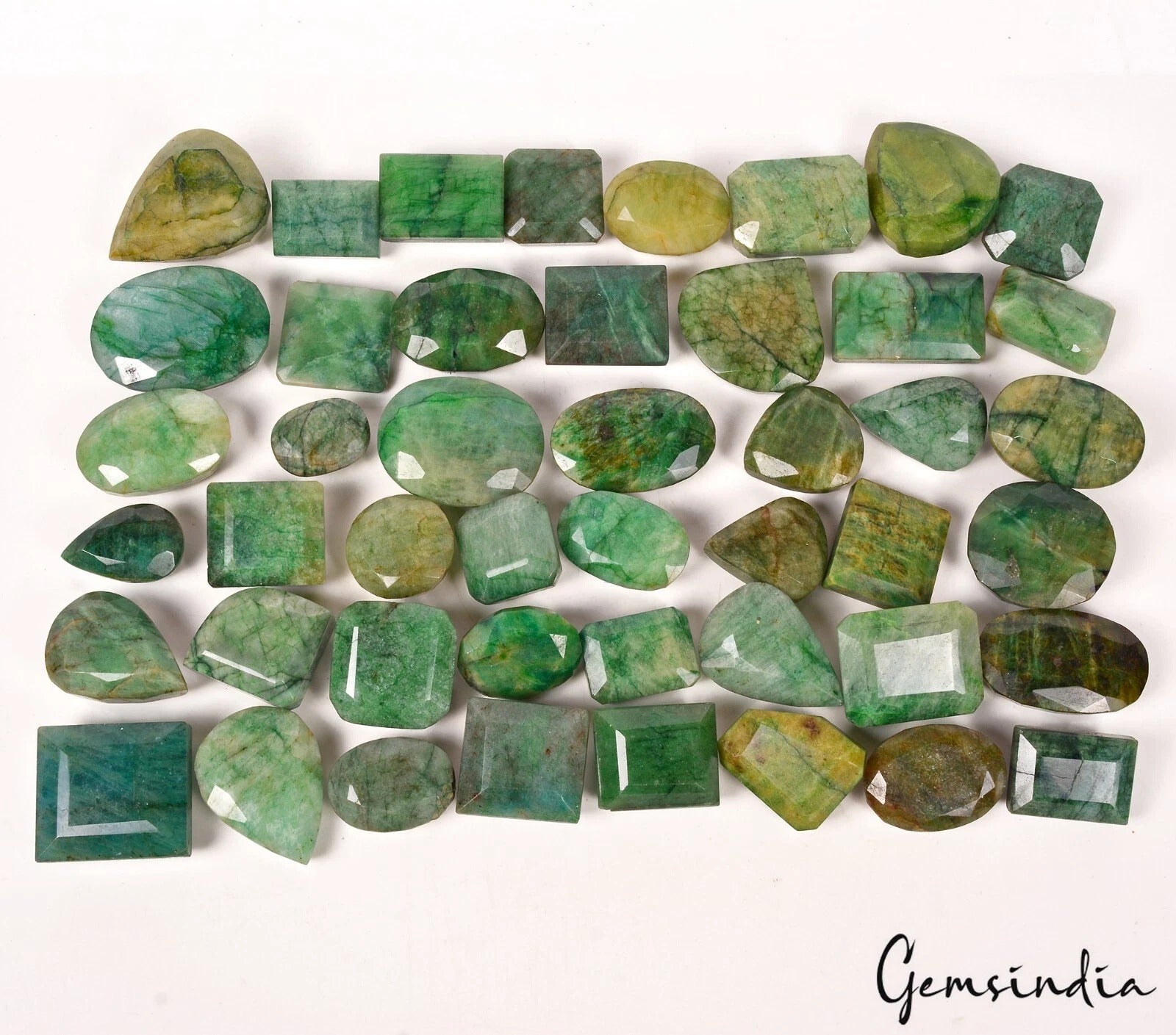 7400 Cts/46 Pc Natural Brazilian Green Emerald Mix Cut Loose Wholesale Gems Lot