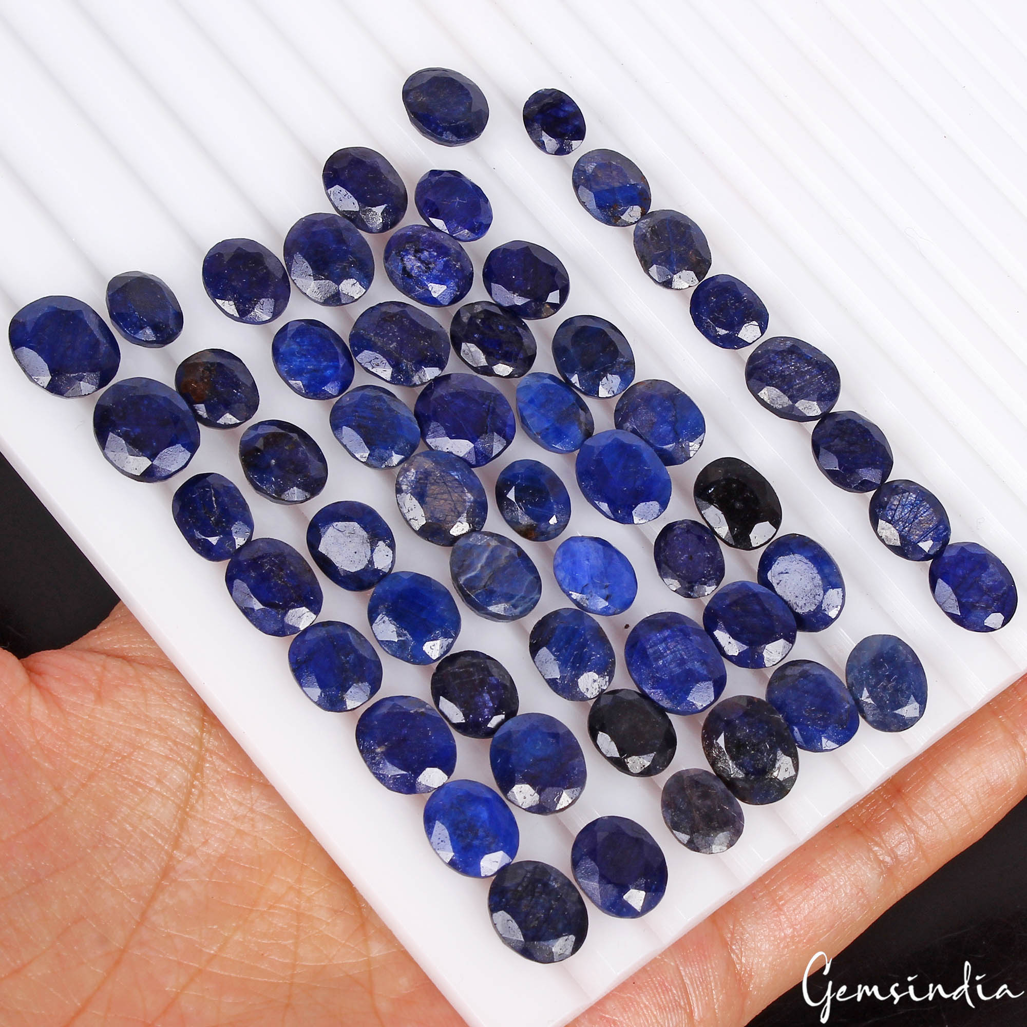 222.80 Cts/55 Pcs Natural African Blue Sapphire Oval Cut Loose Gems For Jewelry