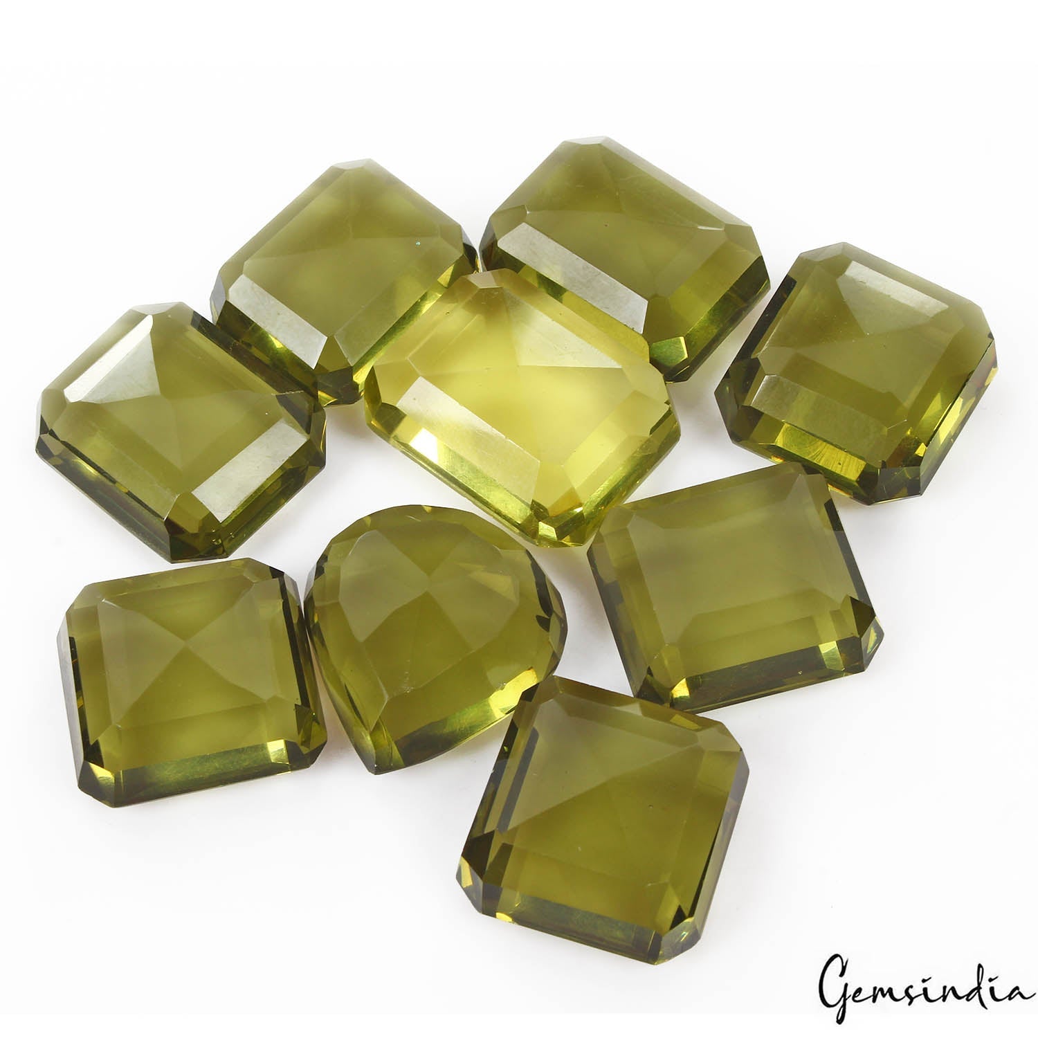 600 Cts/9 Pcs Hydro Green Peridot Excellent Octagon Pear Cut Loose Gemstones Lot