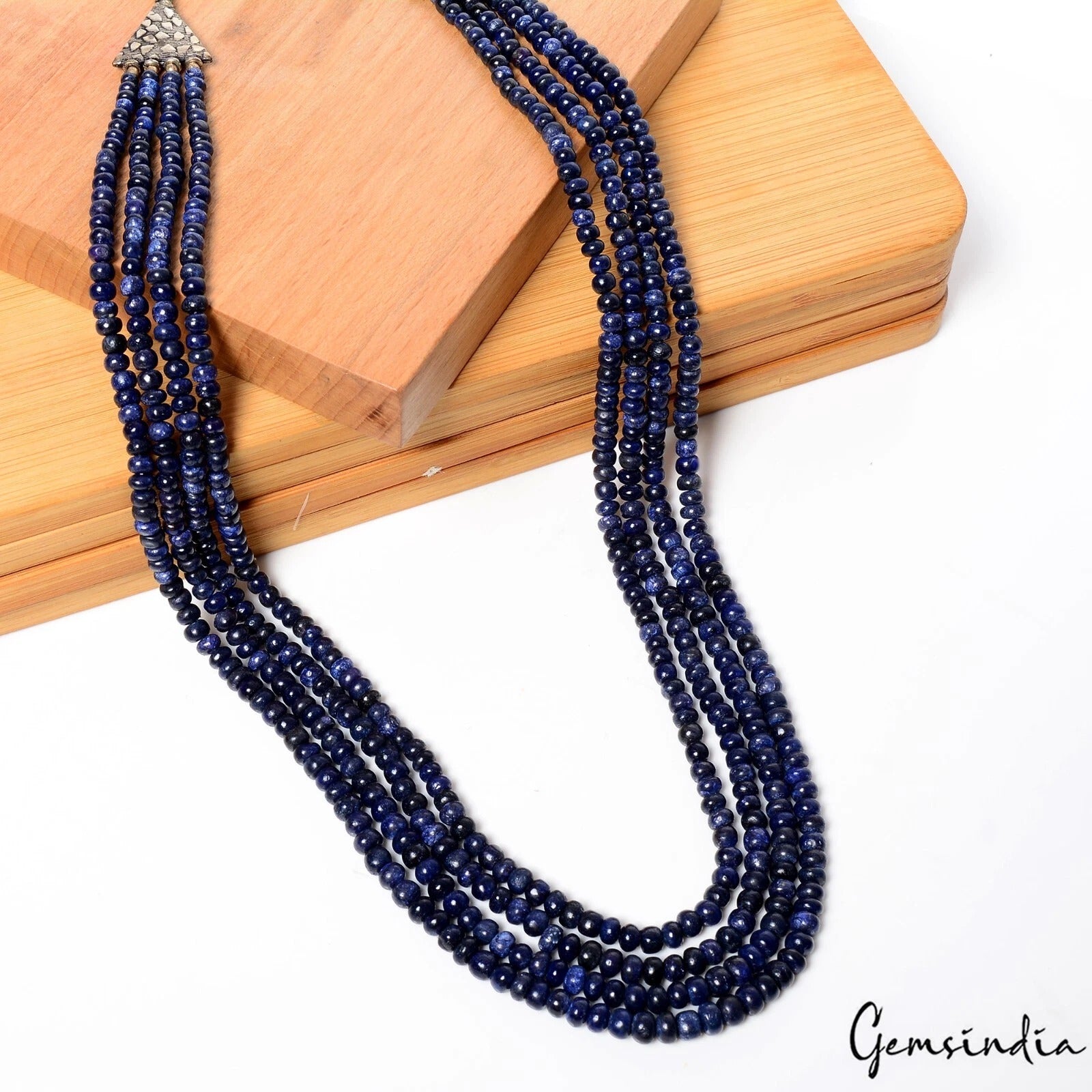 Blue Sapphire Necklace, Color Enhanced — 3mm to 5mm, 450 Ct