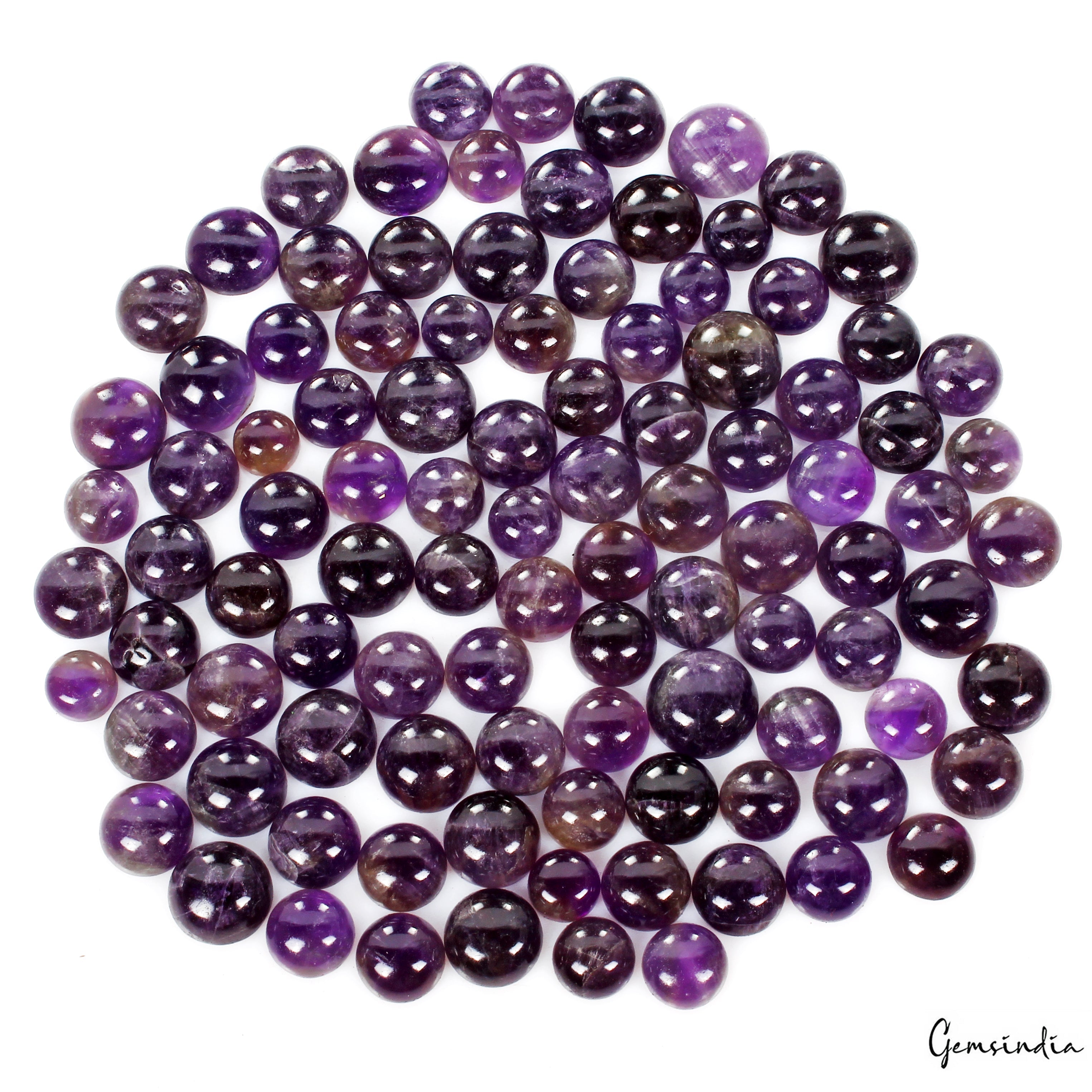 800Ct Natural Dark Purple Amethyst Round Cab Untreated Brazilian Loose Gemstones