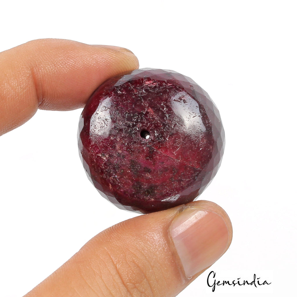 290.00 Ct Natural Red Ruby Round Checker Cut Loose Bead Gems For Making Jewelry