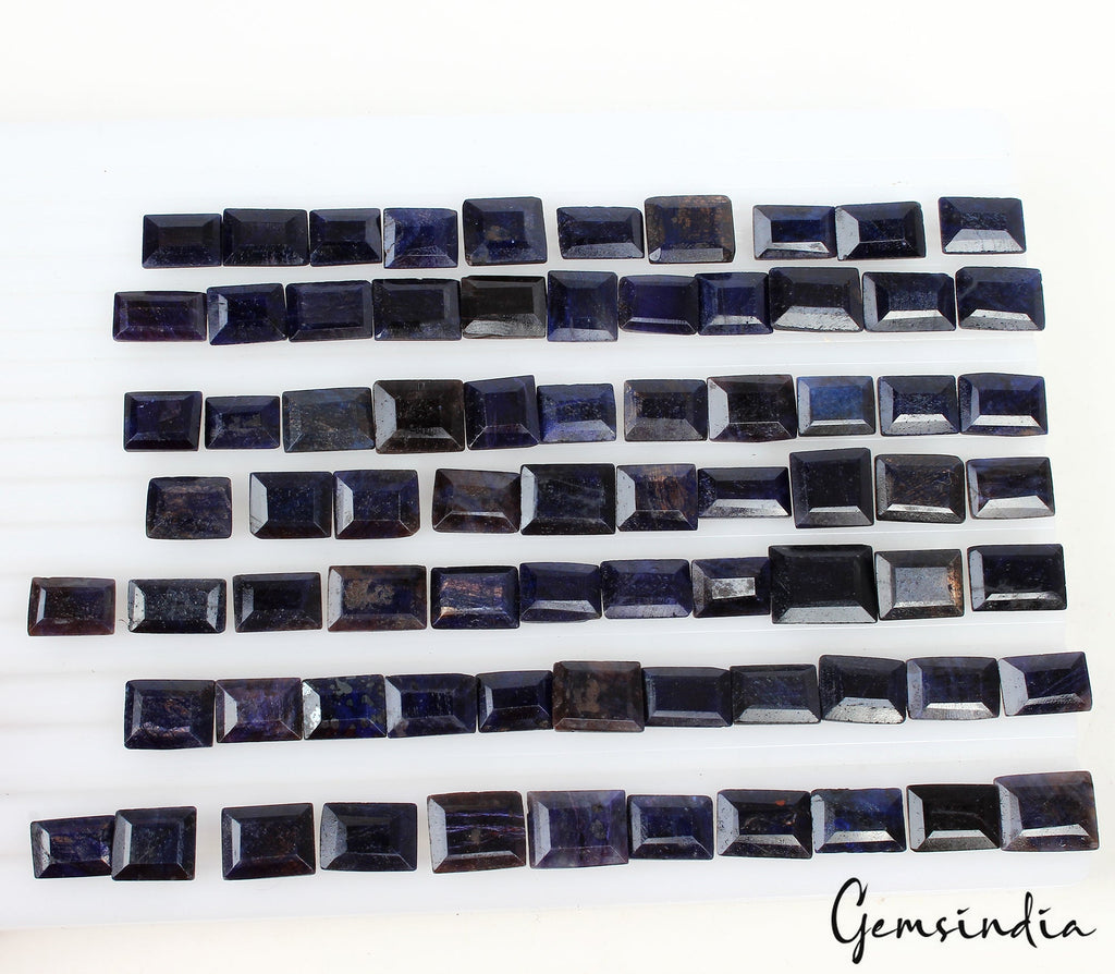 720 Ct/75 Pcs Natural Blue Sapphire Baguette Cut Loose Gemstones Lot For Jewelry