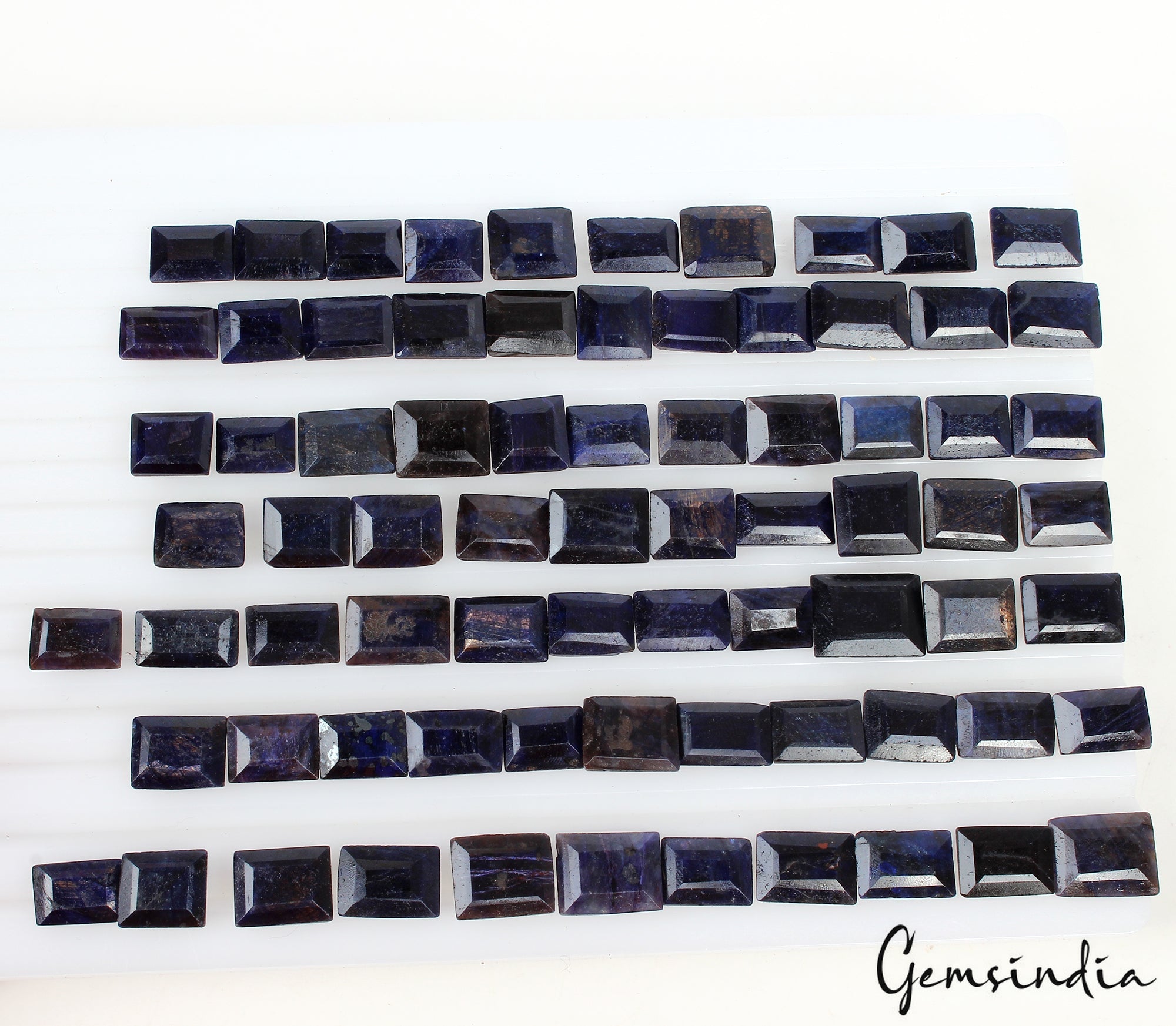 720 Ct/75 Pcs Natural Blue Sapphire Baguette Cut Loose Gemstones Lot For Jewelry